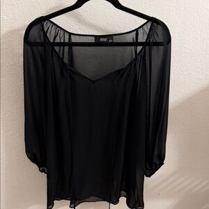 a.n.a Black Sheer Blouse